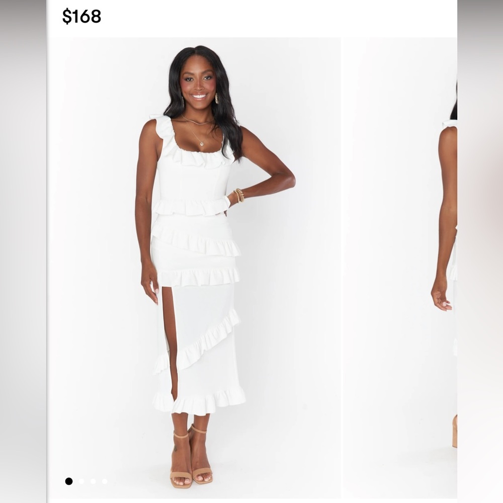 Show Me Your MuMu Greta Dress - ruffles white bridal slit dress Large